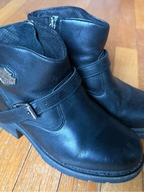 Vintage Harley Davidson Chunky Leather Ankle Strap Motorcycle Boots